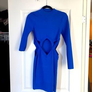 Blue Bodycon Cutout Mini Dress